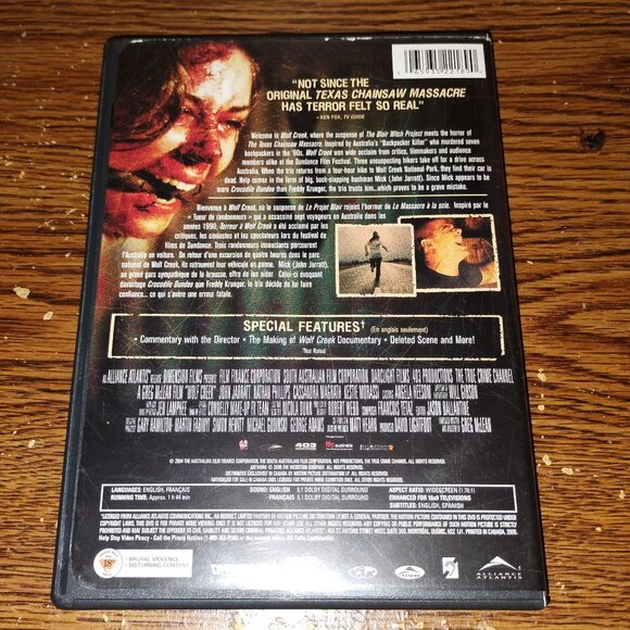 Wolf Creek Uncut Widescreen  Edition (DVD, Canadian, 2005) - Picture 3 of 3